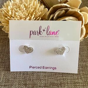 Park Lane Dainty Earrings, Silver & Crystal Hearts, NWT